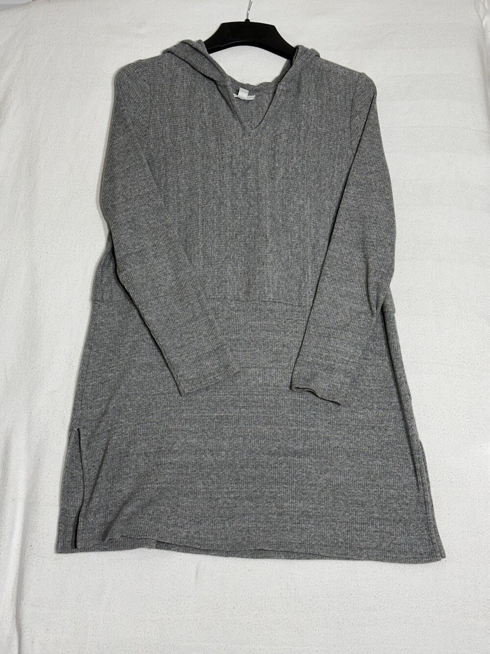 J Jill Long Sleeve Hooded Sweater Dress Large Casual Dress Gray